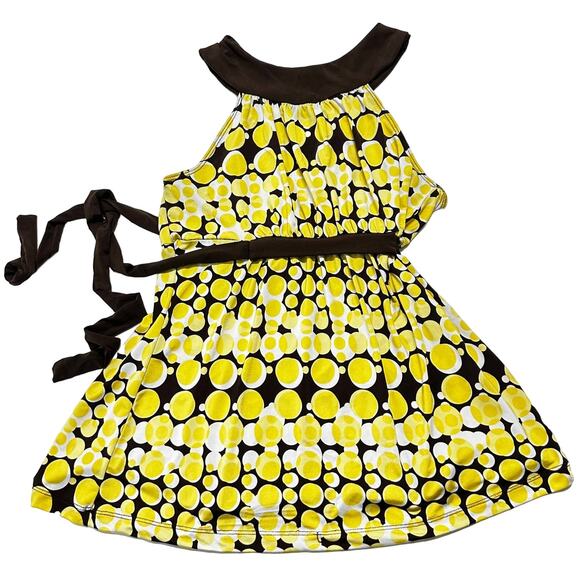 Y2K 2000s Rampage Babydoll Top Size M Yellow Brown Polka Dots Mod Aesthetic - Picture 1 of 6